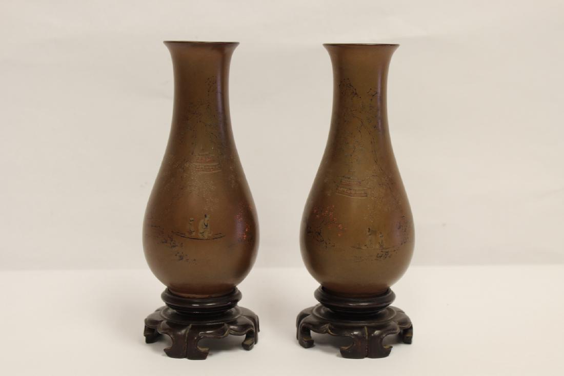 Pair Chinese antique Fuzhou lacquer vases (1 of 10)