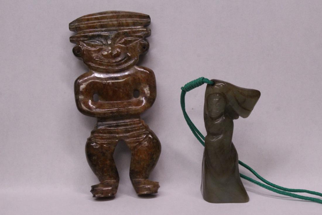 2 Chinese figural motif jade carvings (1 of 10)