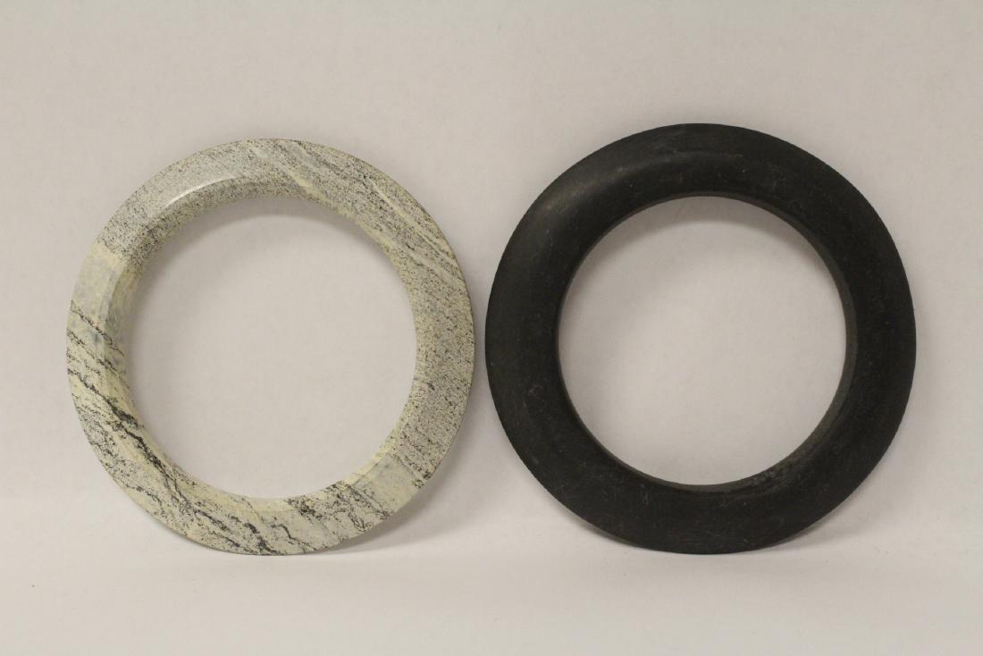 2 Chinese jade like stone carved bangle bracelets (1 of 9)