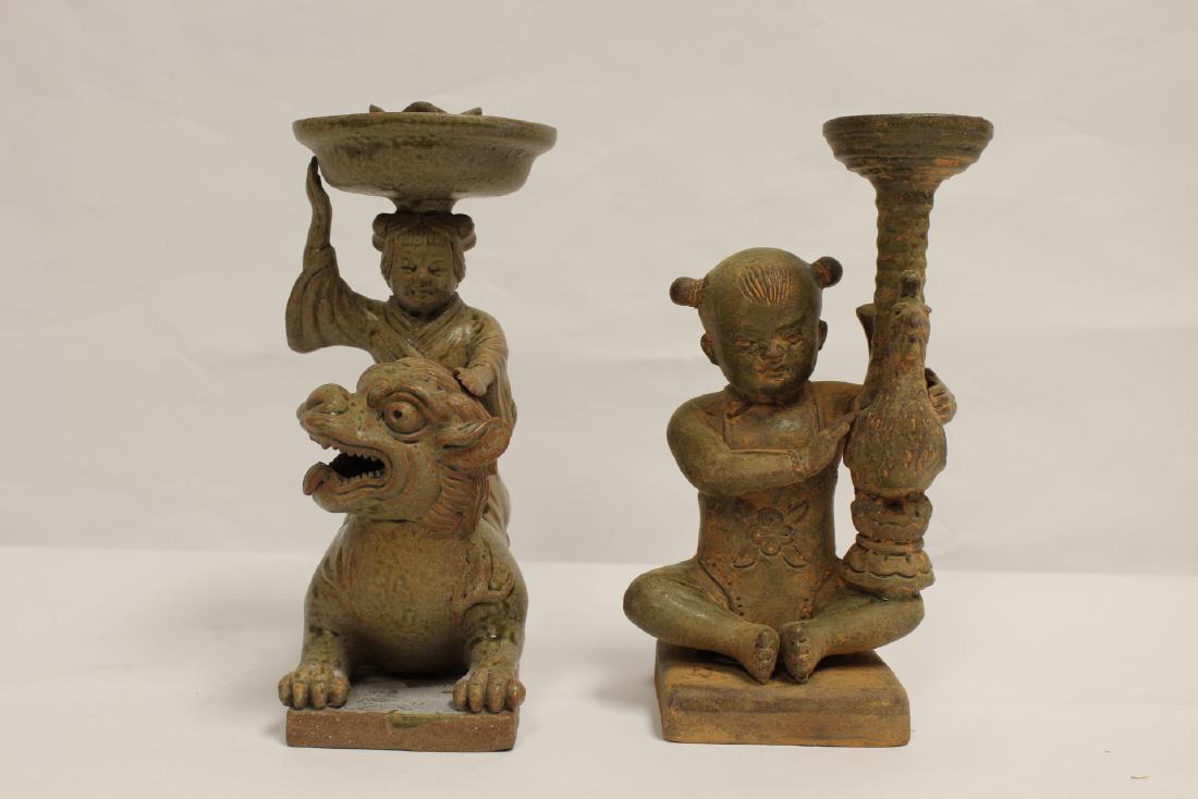 2 Han style pottery candle holders (1 of 10)