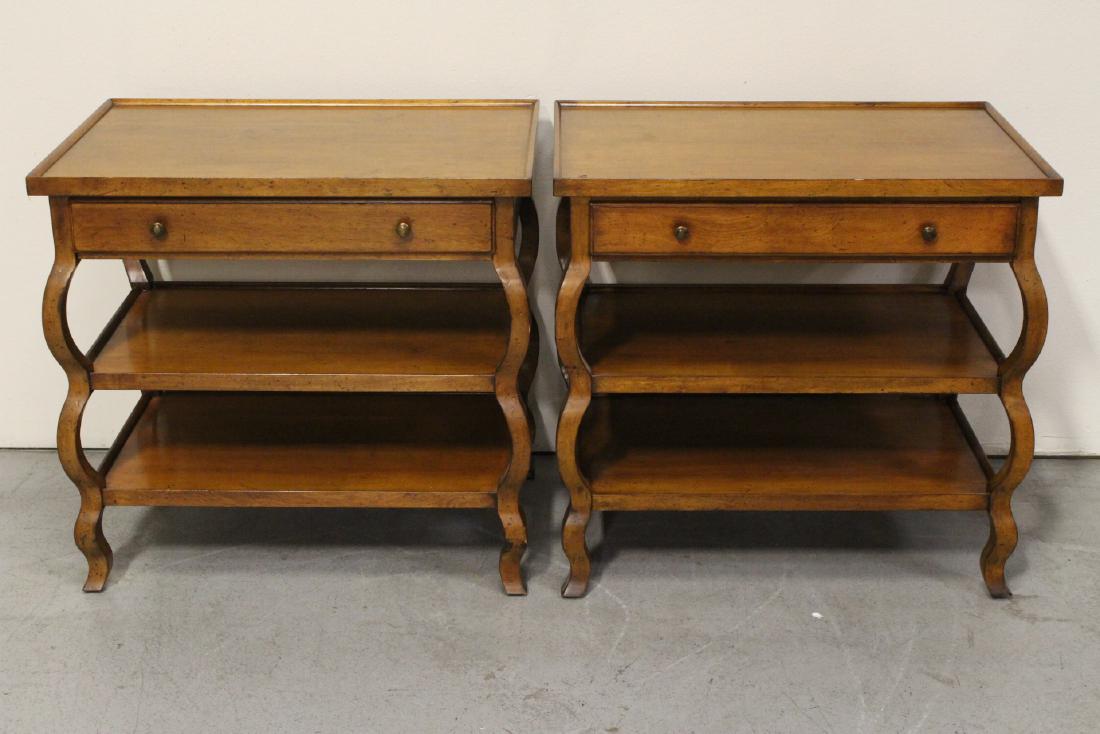 Pair mahogany 3-tier side tables by Baker (1 of 10)