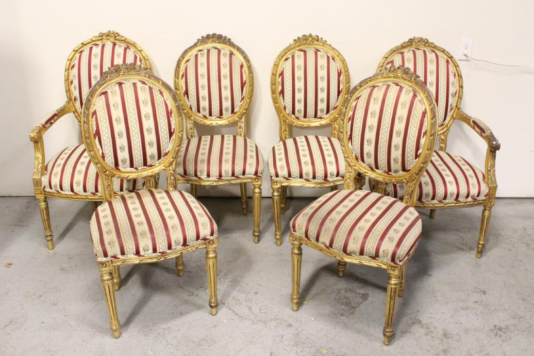 6 French/Italian 19th/20th c. gilt wood side chairs (1 of 10)