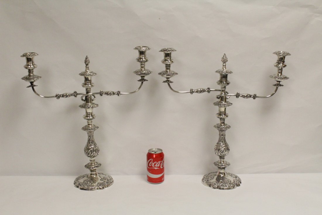 Pair Victorian fancy silverplate candelabra (1 of 10)