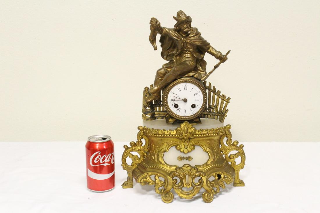 Antique French gilt metal and alabaster table clock (1 of 10)