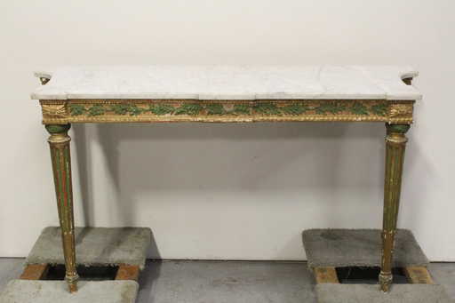 Italian Antique Marble Top Painted Wood Console Table Italian Antique Marble Top Painted Wood Console Table See Sold Price