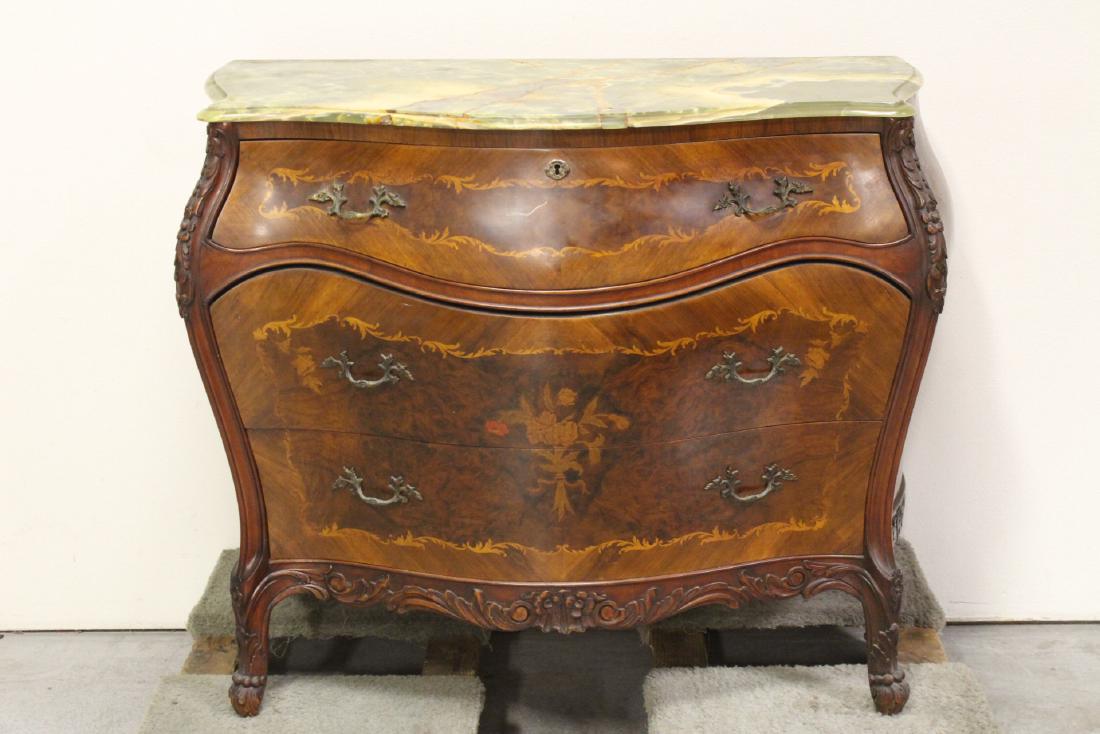 Italian marquetry inlaid Bombe front chest of drawers (1 of 9)