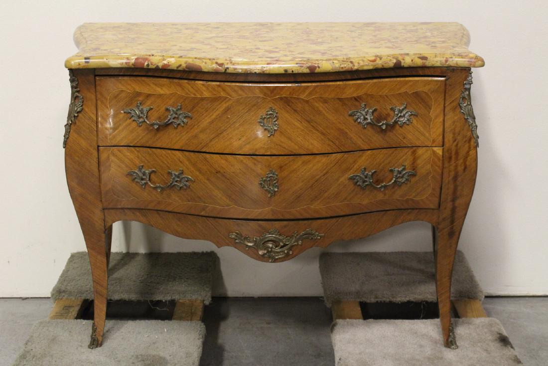 French antique marble top inlaid chest of drawers (1 of 10)