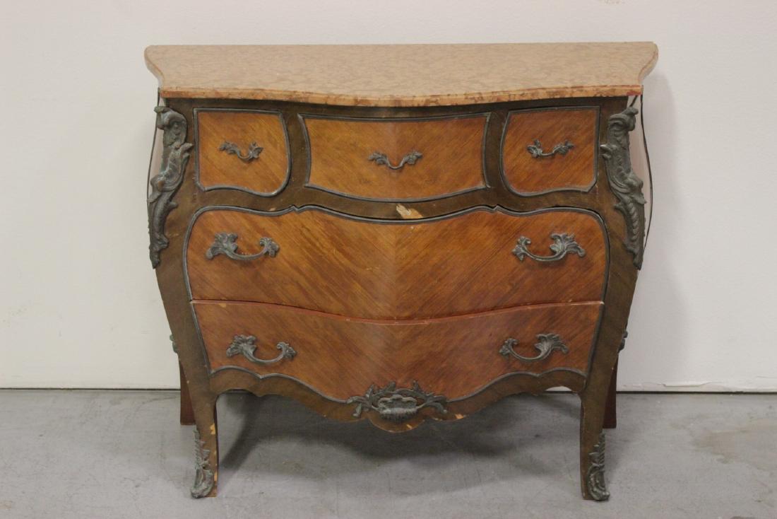 Antique French marble top chest of drawers (1 of 10)