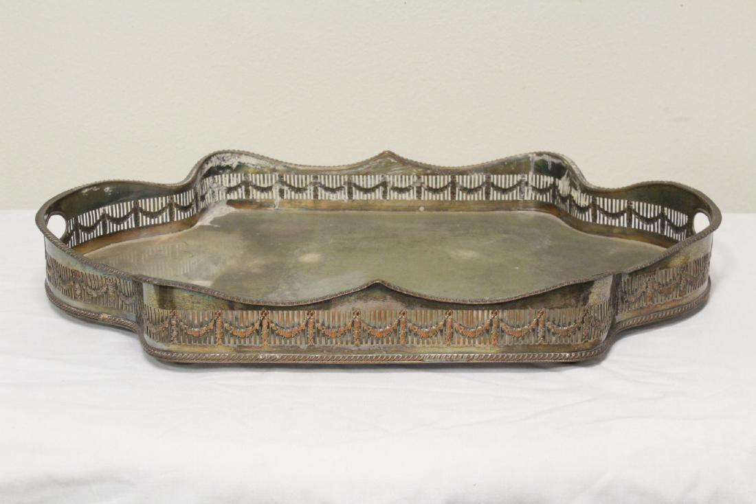 Antique French lg silver on copper serving tray (1 of 9)