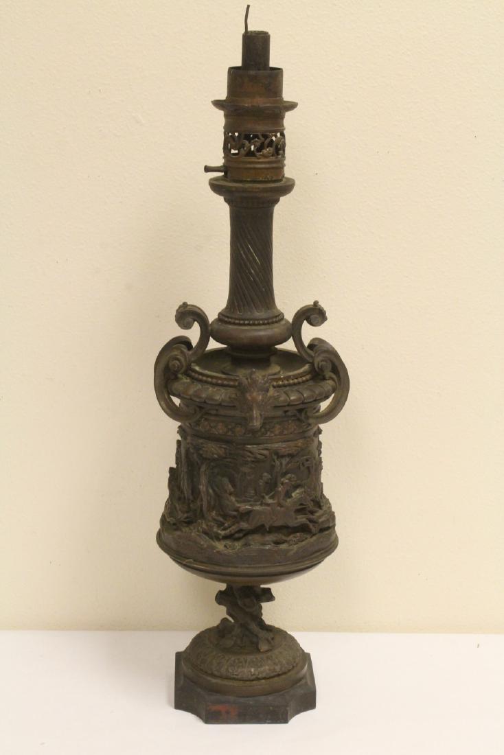 19th century European bronze oil lamp (1 of 10)