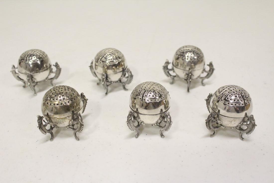 6 Chinese antique silver pepper and salt shakers (1 of 10)