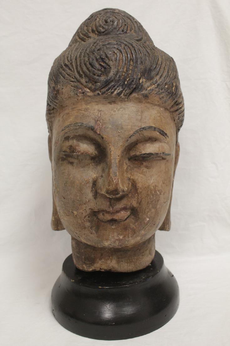 Chinese 18th c. or earlier polychrome wood carving (1 of 10)