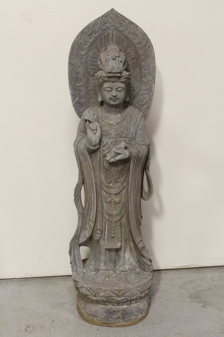 Chinese antique stone carved standing Buddha (1 of 10)