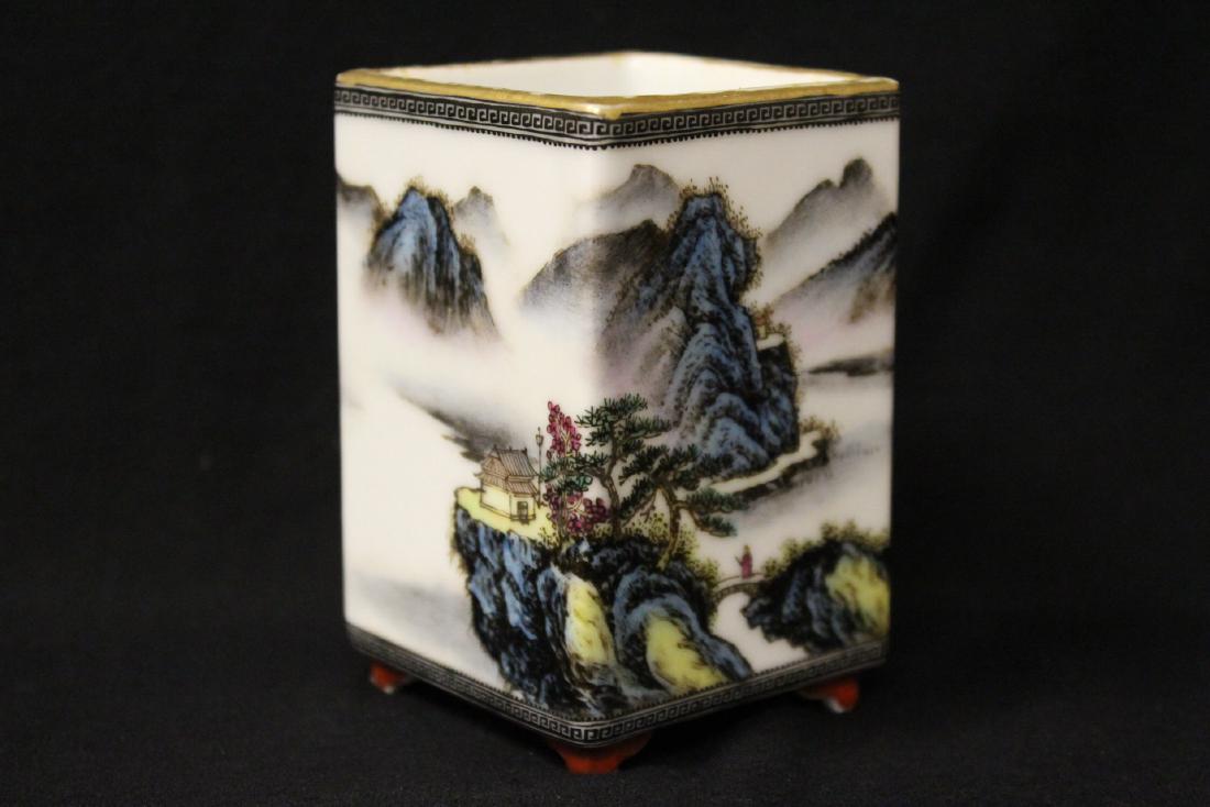 small Chinese famille rose porcelain brush holder (1 of 10)