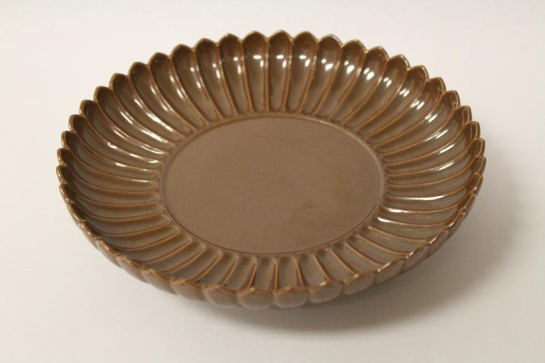 Unusual Chinese brown glazed porcelain plate with (1 of 10)