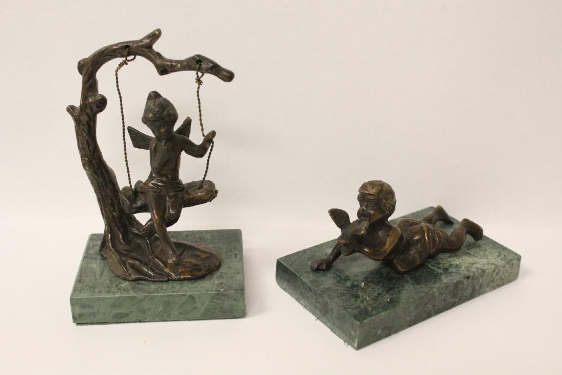 2 miniature bronzes on marble stand (1 of 10)
