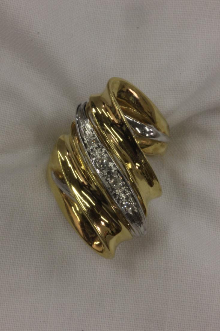 Italian 18K Y/G free style diamond ring (1 of 6)