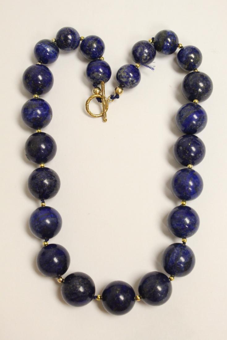 Unusually large lapis bead necklace (1 of 10)