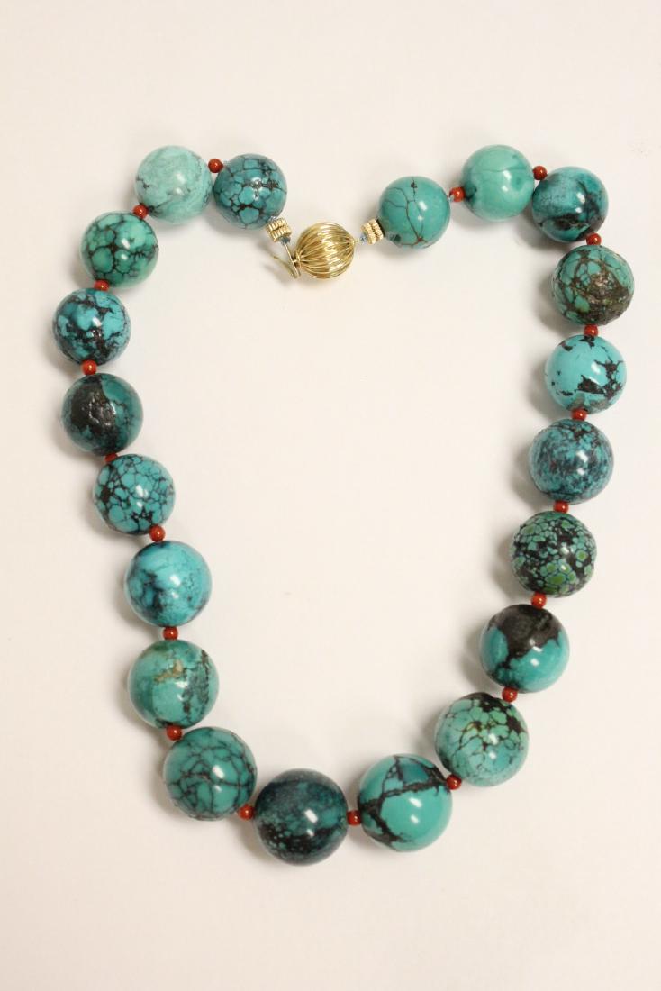 Chinese large turquoise like bead necklace (1 of 10)