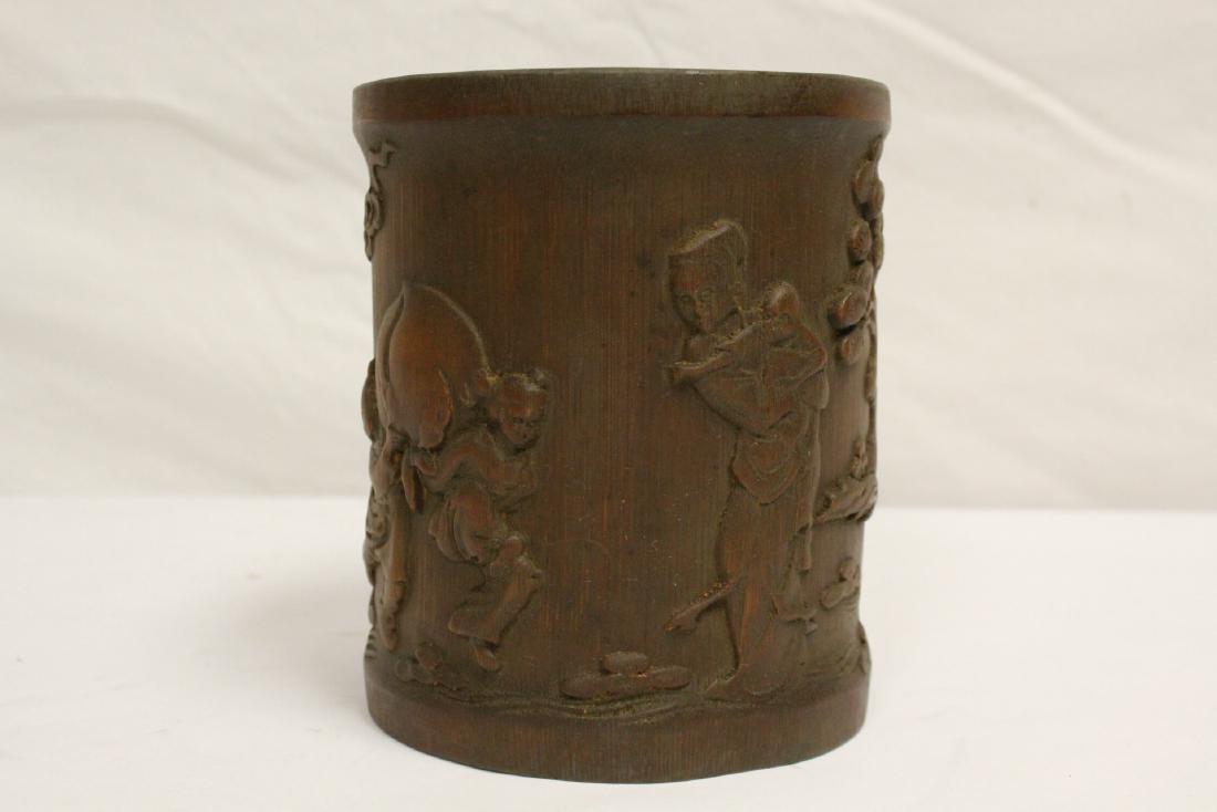 A finely carved Chinese bamboo brush holder (1 of 10)