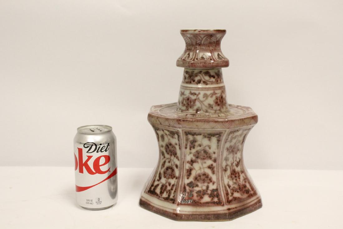 A rare Chinese red and white large candle holder (1 of 10)