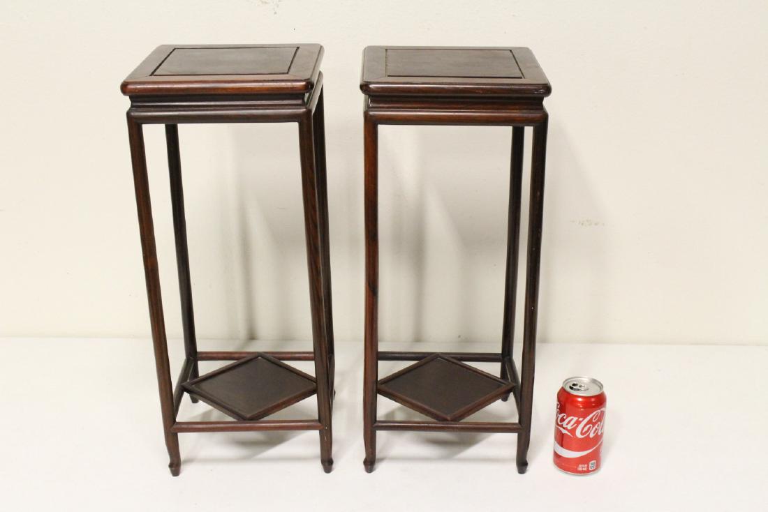 2 Chinese small rosewood pedestal tables (1 of 10)