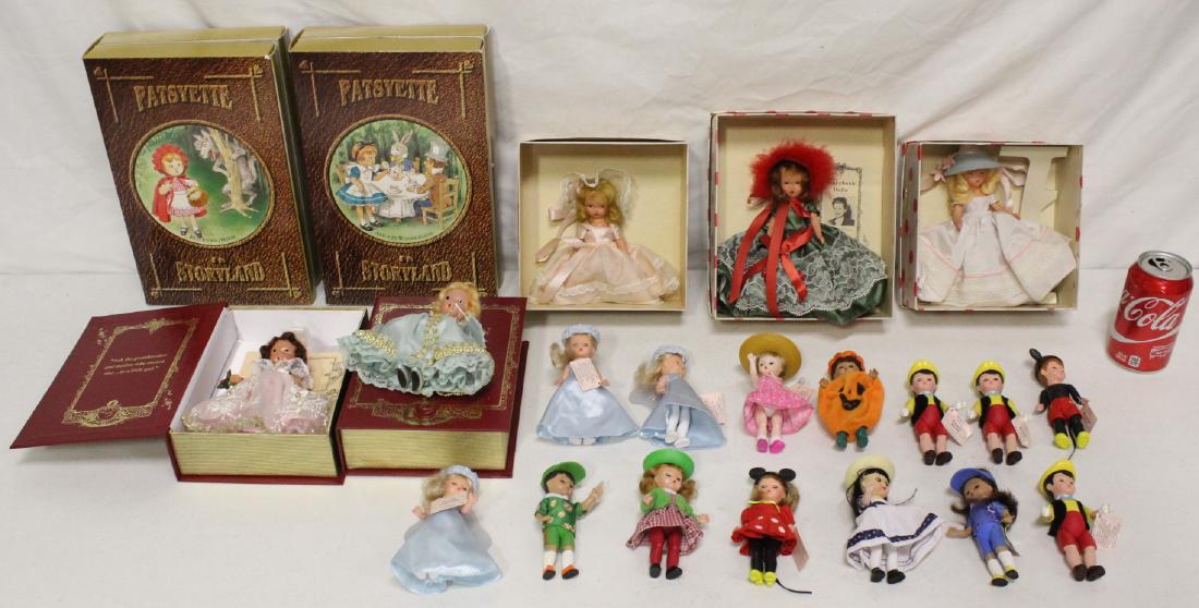 21 misc. dolls: 14 Madame Alexander McDonald dolls, 5 story book doll in box and 2 Effanbee storyland dolls in box