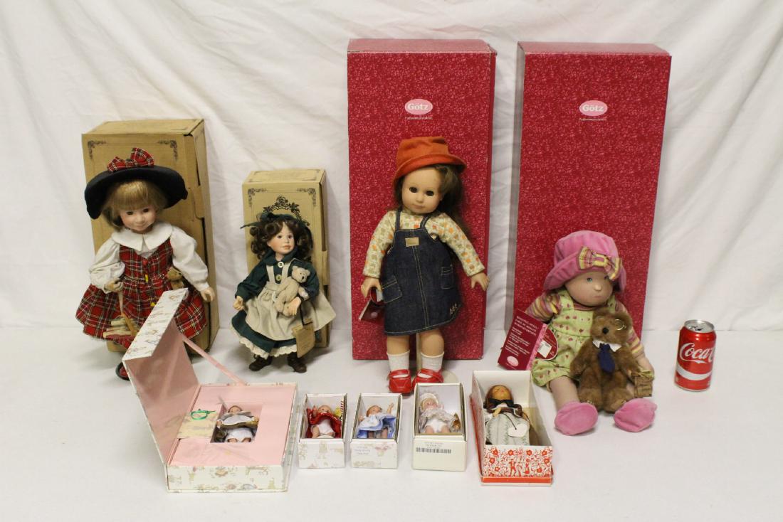9 misc. dolls: 9 misc. dolls; including 2 Gotz dolls, 3 Effanbee dolls, a Toner club small doll, and others