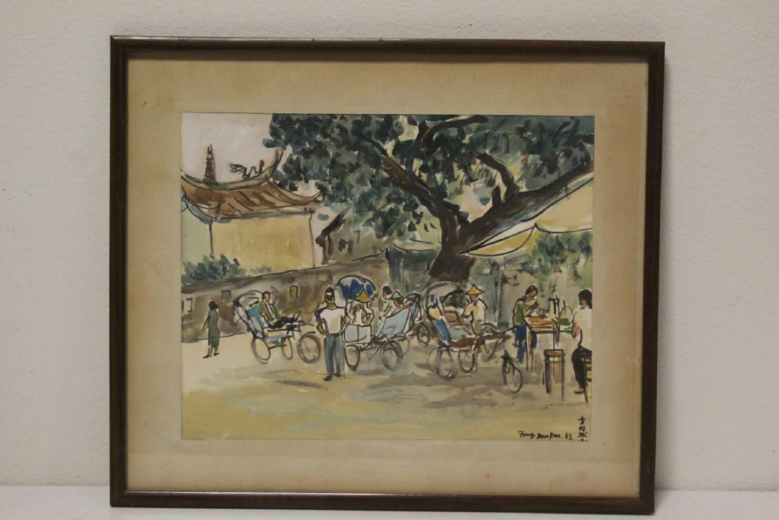 Framed w/c by Chinese artist Fang Zhao Ran (1 of 10)