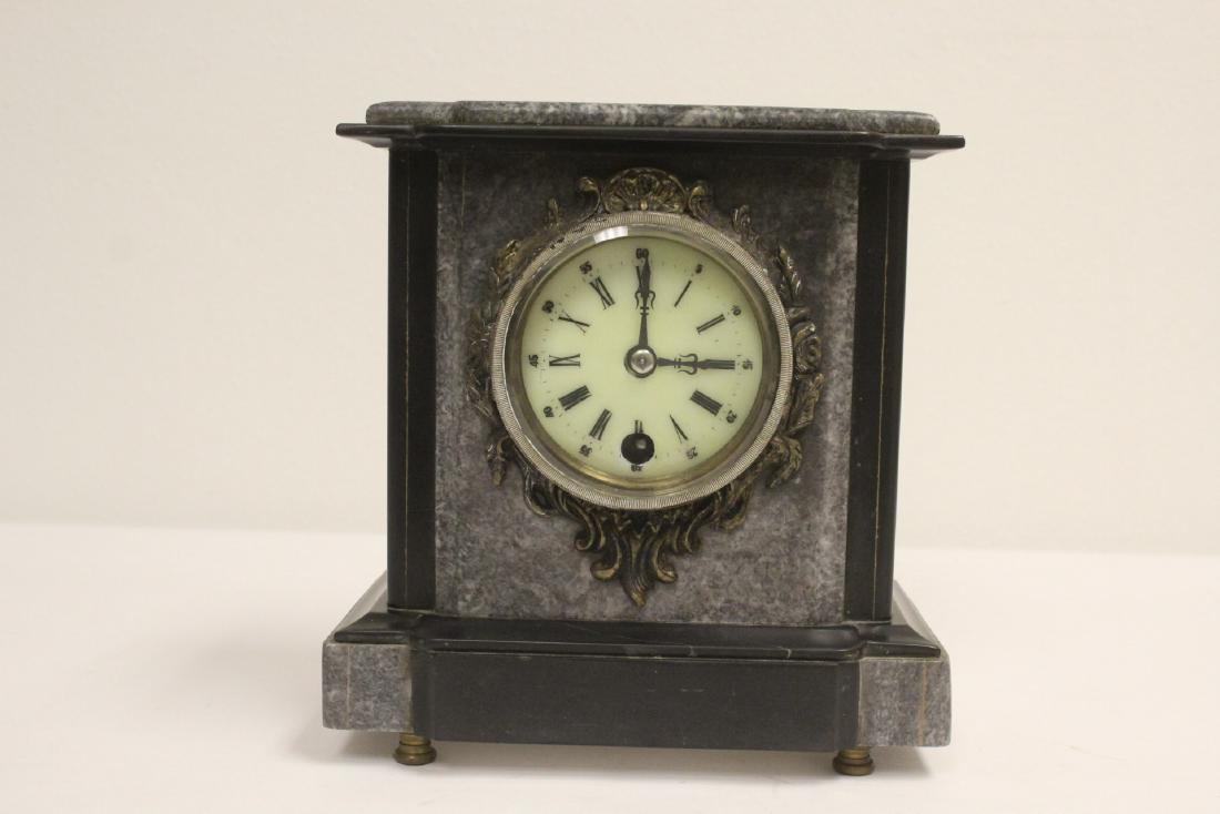 A vintage marble cased key-wind table clock (1 of 10)