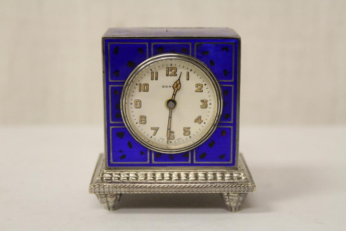 A beautiful enamel on sterling silver miniature clock (1 of 9)