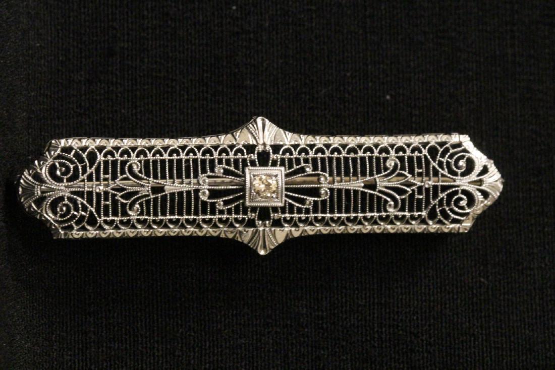 filigree 10K W/G diamond brooch (1 of 9)