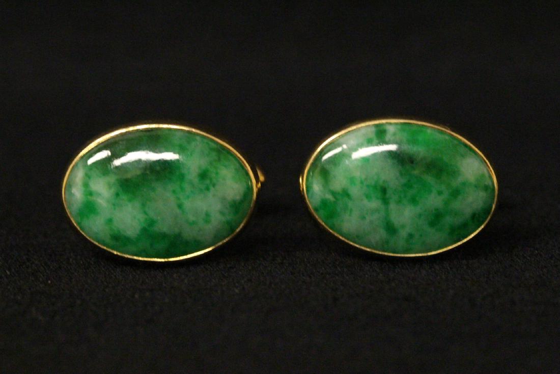 Pair 14K jadeite cuff links (1 of 9)