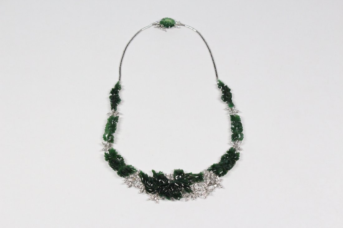 14K W/G jadeite diamond necklace (1 of 10)