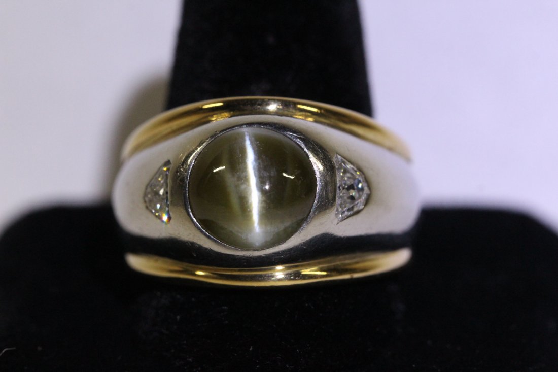 platinum and 18K chrysoberyl diamond ring (1 of 10)