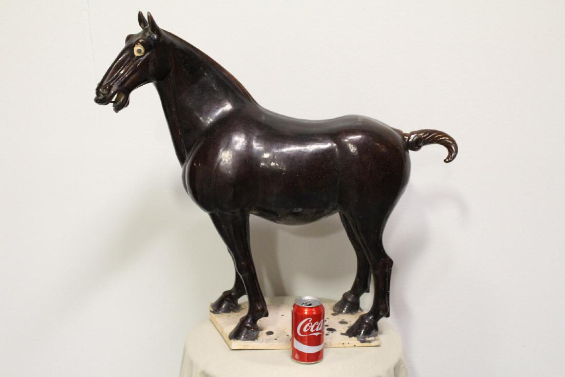 A large Chinese brown glazed pottery horse (1 of 10)