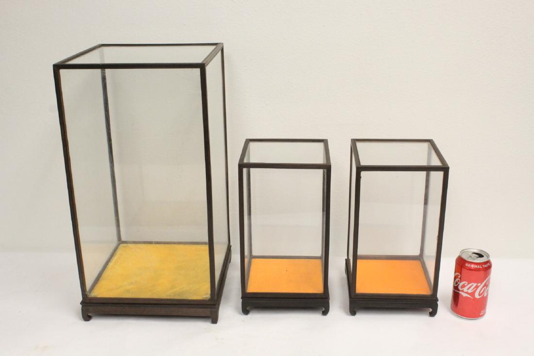 3 Chinese table top display cases w/ zitan wood frames (1 of 10)