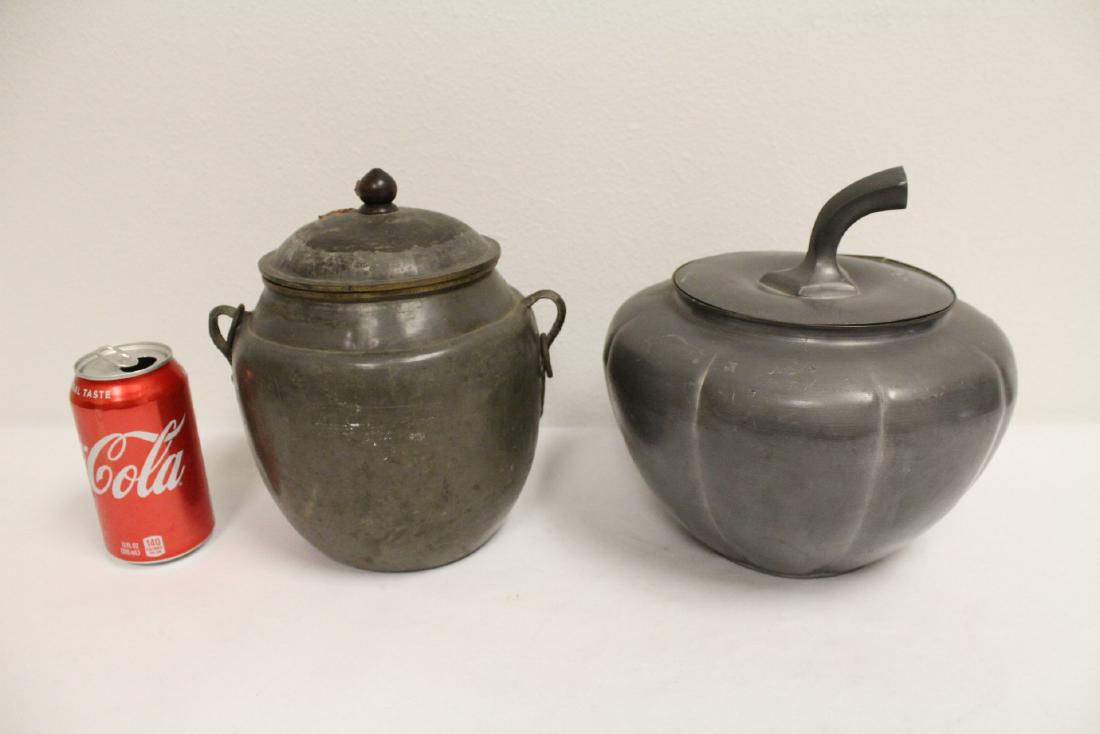2 Chinese antique pewter covered jars (1 of 10)