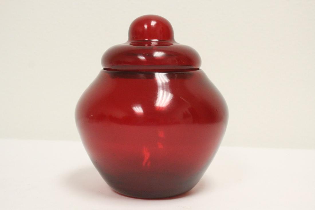 A rare ruby red Peking glass covered jar (1 of 10)