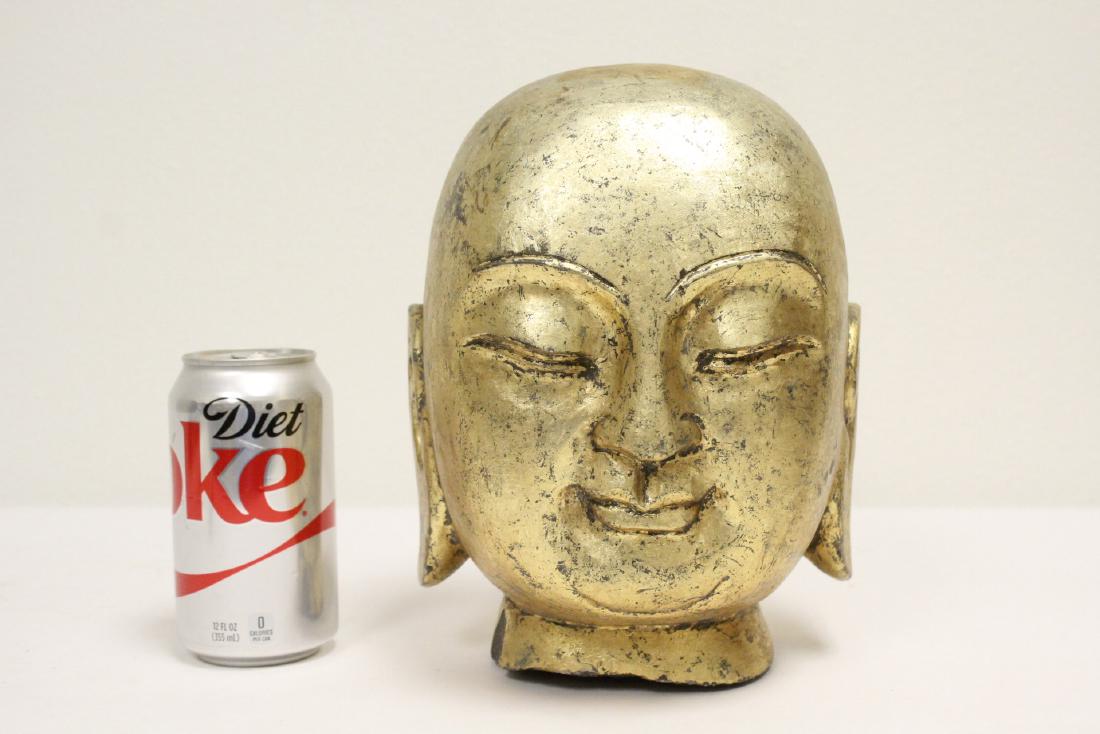 Chinese gilt stone carved Buddha head (1 of 10)