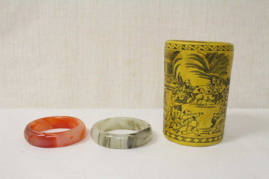 2 bangle bracelets, and a casted brush holder (1 of 10)