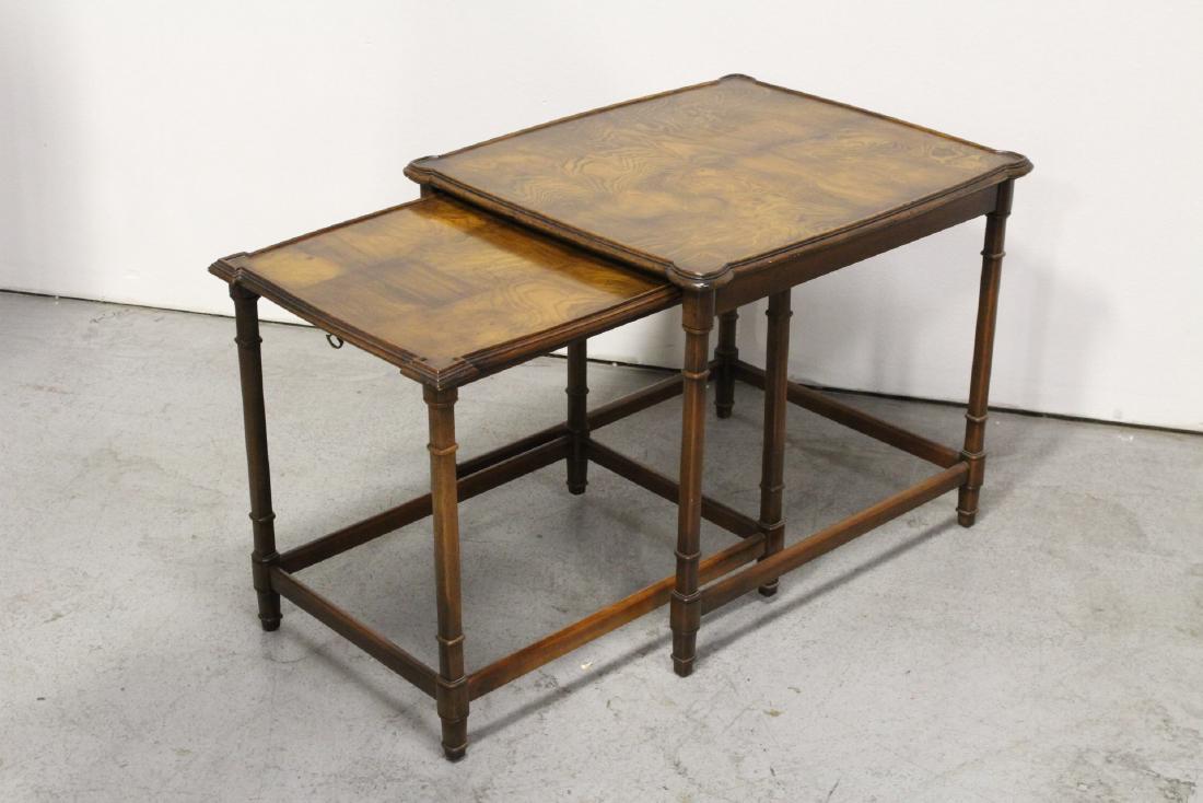 2 beautiful walnut stackable tables: 2 beautiful walnut stackable tables, 22.3"Hx26.2"x22.15", 21"Hx24"x17.85"