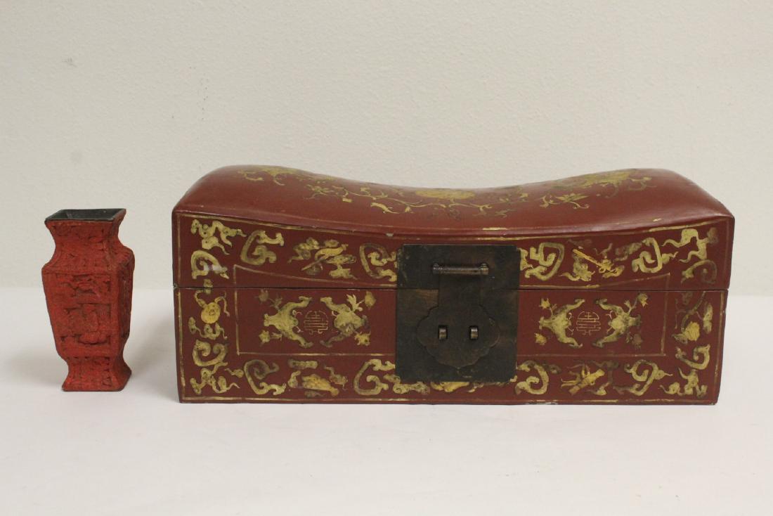 A vintage cinnabar vase & a hand painted lacquer box (1 of 10)