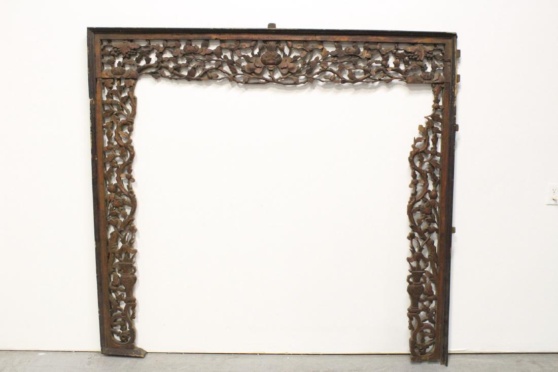 Chinese 19th c. lg wood carved entry way ornament (1 of 10)