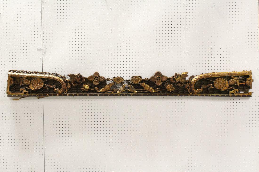 2 Chinese 19th c. gilt wood wall hanging (1 of 10)