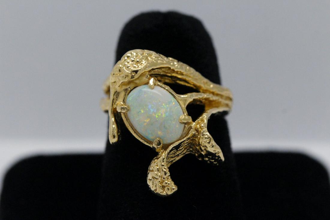 14K Y/G Australian fire opal ring (1 of 10)