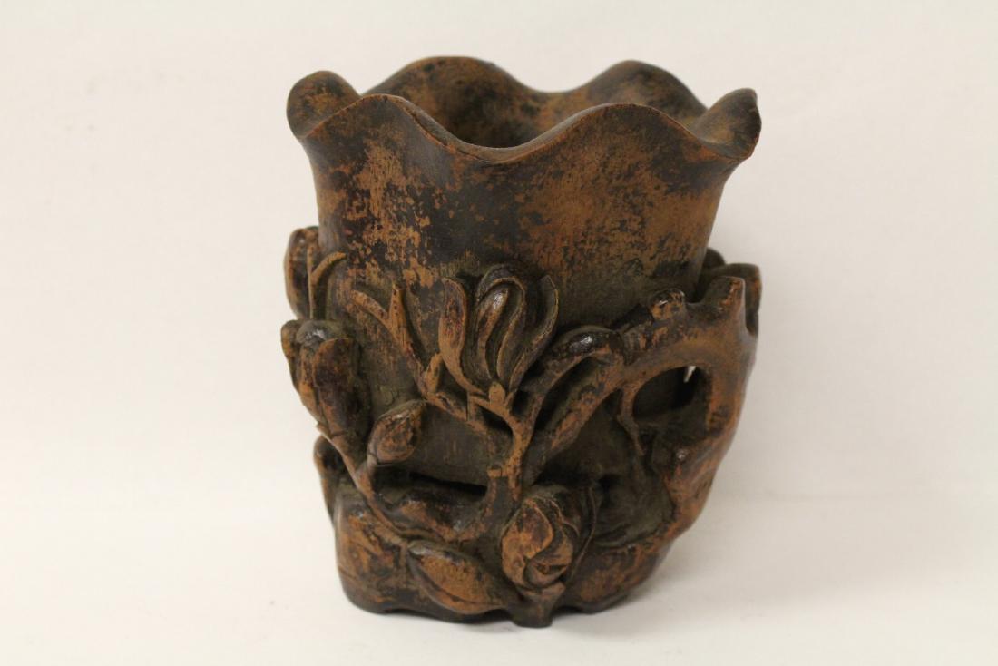 A deep carved bamboo brush holder (1 of 10)