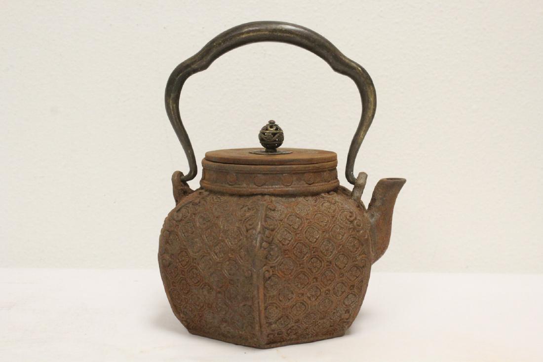 Cast iron teapot: Cast iron teapot, 8.5"Hx6.5"x6.5"