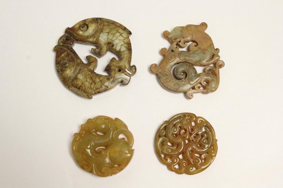 4 jade like stone carved ornaments (1 of 10)