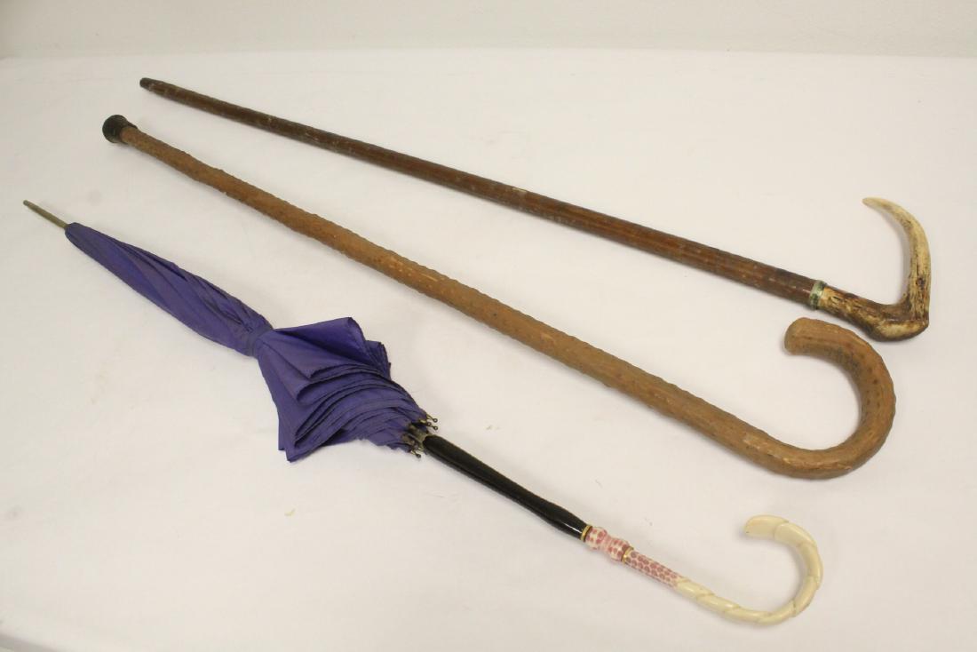 2 vintage canes and a Lucite(?) handle parasol (1 of 10)